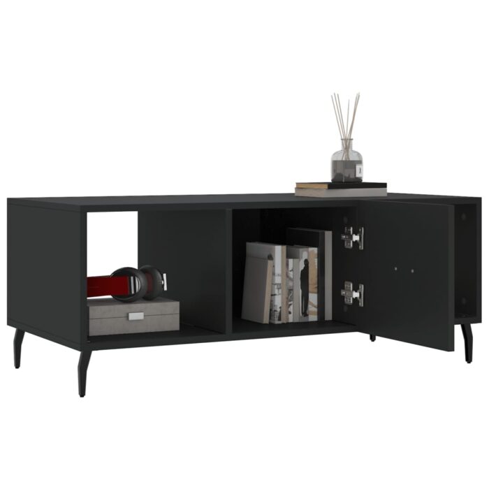Table basse noir 102x50x40 cm bois d'ingénierie – Image 2