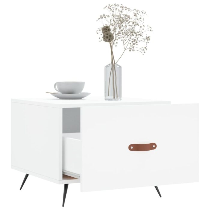 Table basse blanc 50x50x40 cm bois d'ingénierie – Image 2
