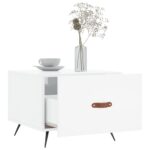 Table basse blanc brillant 50x50x40 cm bois d'ingénierie – Image 2