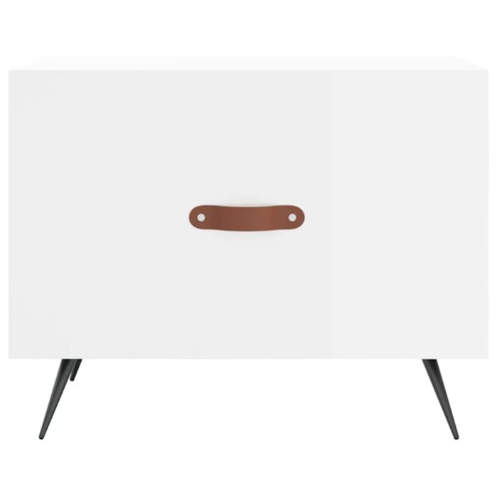 Table basse blanc brillant 50x50x40 cm bois d'ingénierie – Image 3