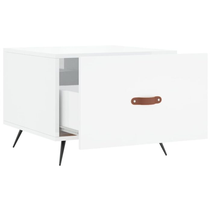 Table basse blanc brillant 50x50x40 cm bois d'ingénierie – Image 4