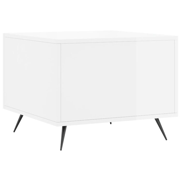 Table basse blanc brillant 50x50x40 cm bois d'ingénierie – Image 6