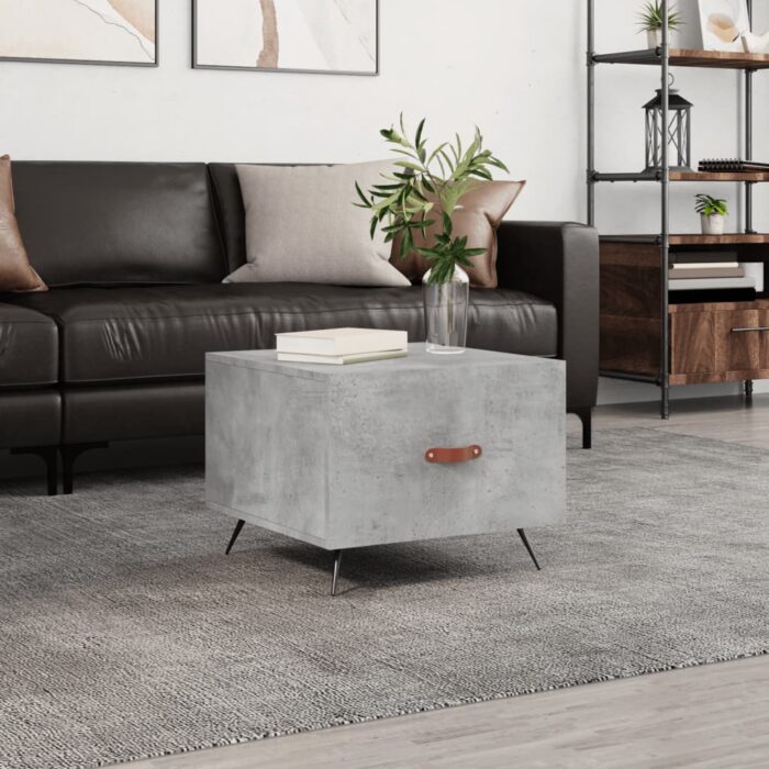 Table basse gris béton 50x50x40 cm bois d'ingénierie – Image 1