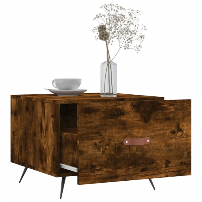 Table basse Chêne fumé 50x50x40 cm Bois d'ingénierie – Image 2