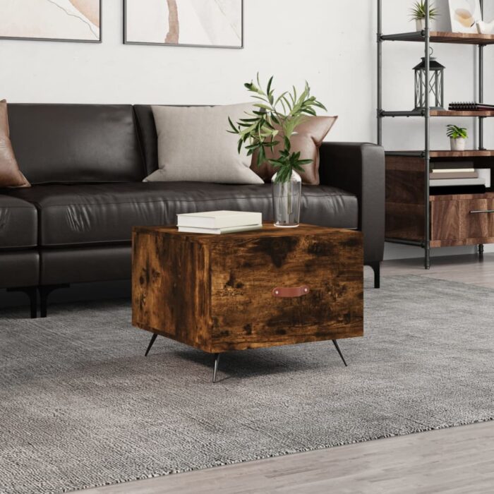 Table basse Chêne fumé 50x50x40 cm Bois d'ingénierie – Image 1