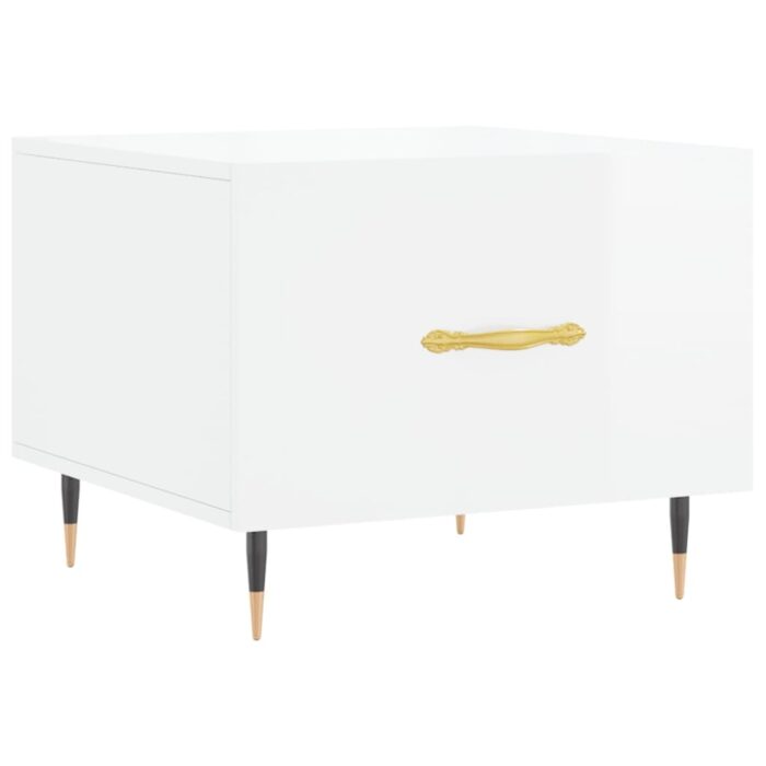 Tables basses 2 pcs blanc brillant 50x50x40cm bois d'ingénierie – Image 3