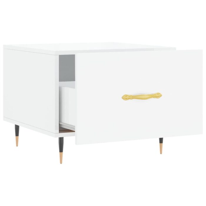 Tables basses 2 pcs blanc brillant 50x50x40cm bois d'ingénierie – Image 5