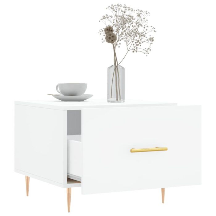 Table basse blanc 50x50x40 cm bois d'ingénierie – Image 2