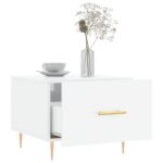 Table basse blanc brillant 50x50x40 cm bois d'ingénierie – Image 2