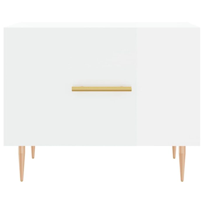 Table basse blanc brillant 50x50x40 cm bois d'ingénierie – Image 3