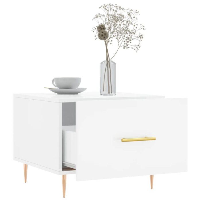 Tables basses 2 pcs blanc brillant 50x50x40cm bois d'ingénierie – Image 2
