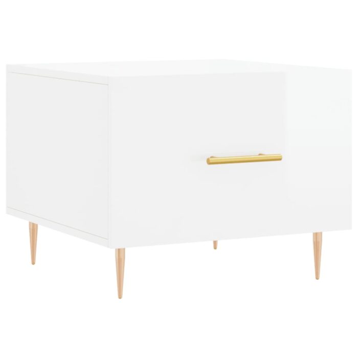 Tables basses 2 pcs blanc brillant 50x50x40cm bois d'ingénierie – Image 3