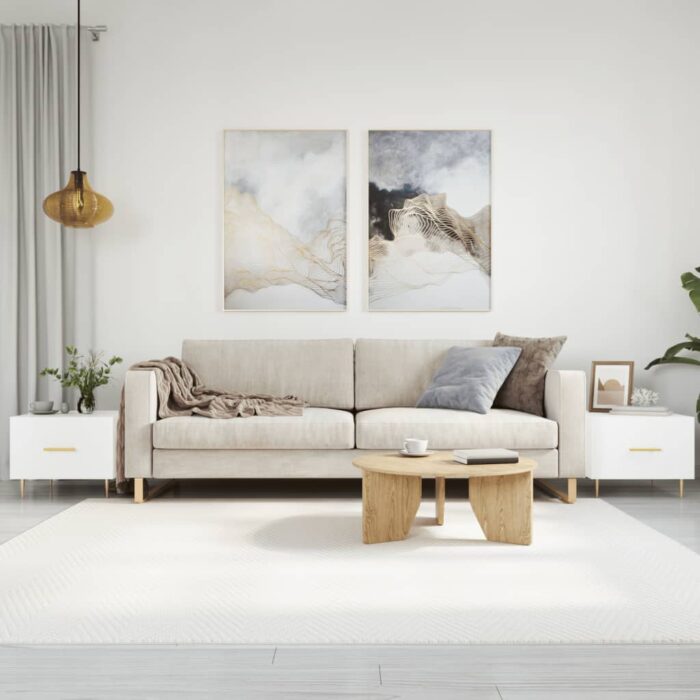 Tables basses 2 pcs blanc brillant 50x50x40cm bois d'ingénierie – Image 1