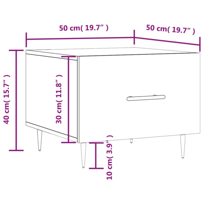 Table basse Chêne fumé 50x50x40 cm Bois d'ingénierie – Image 10