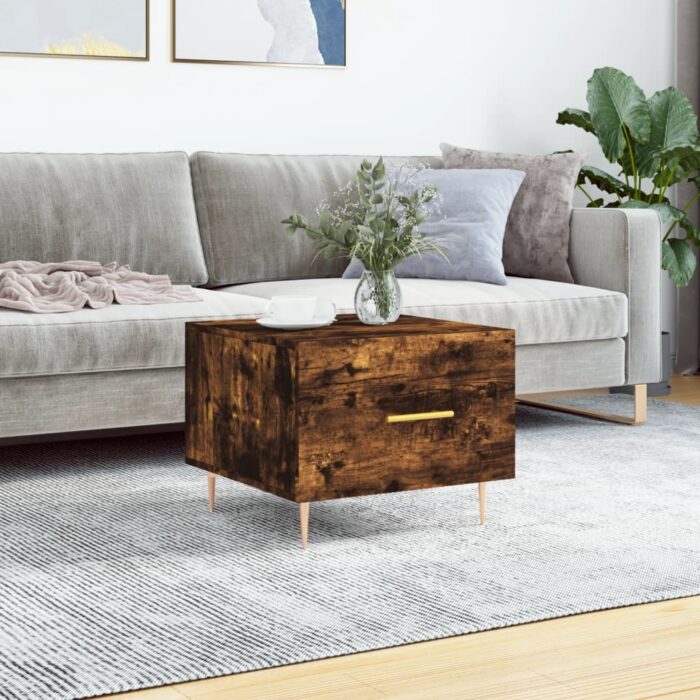 Table basse Chêne fumé 50x50x40 cm Bois d'ingénierie – Image 1