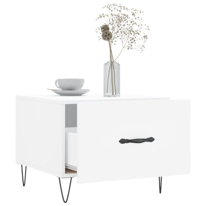 Table basse blanc 50x50x40 cm bois d'ingénierie – Image 2