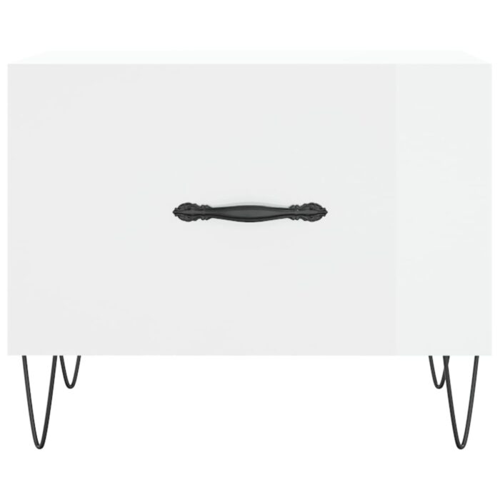 Table basse blanc brillant 50x50x40 cm bois d'ingénierie – Image 3