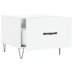 Table basse blanc brillant 50x50x40 cm bois d'ingénierie – Image 4