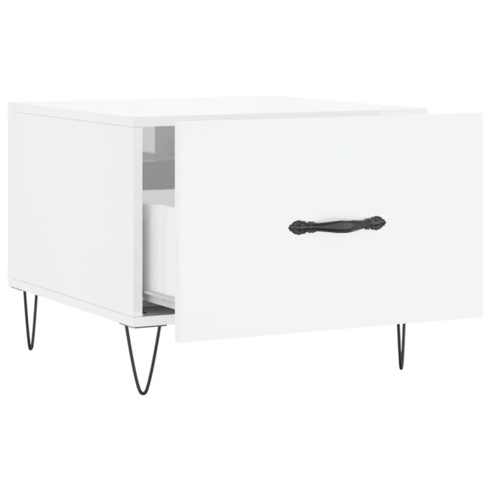 Table basse blanc brillant 50x50x40 cm bois d'ingénierie – Image 4