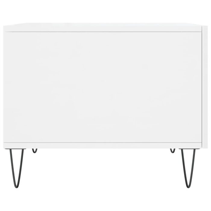 Table basse blanc brillant 50x50x40 cm bois d'ingénierie – Image 5