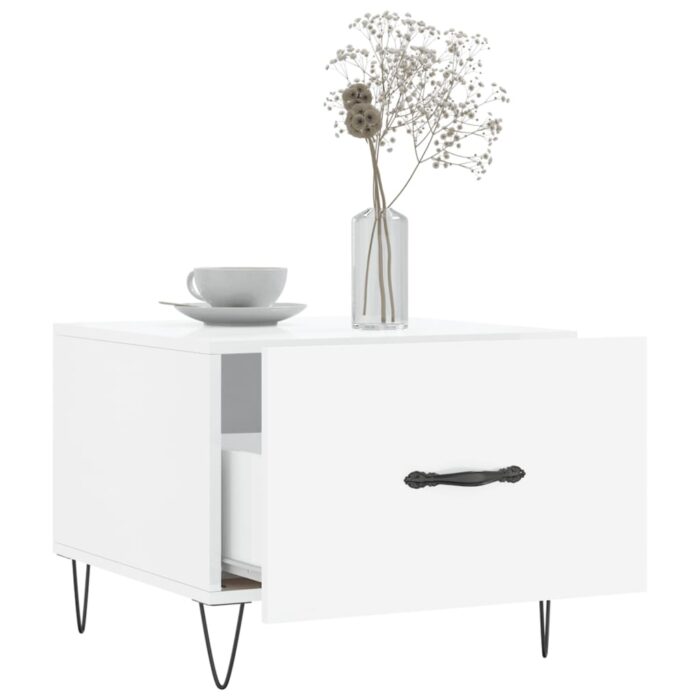Tables basses 2 pcs blanc brillant 50x50x40cm bois d'ingénierie – Image 2