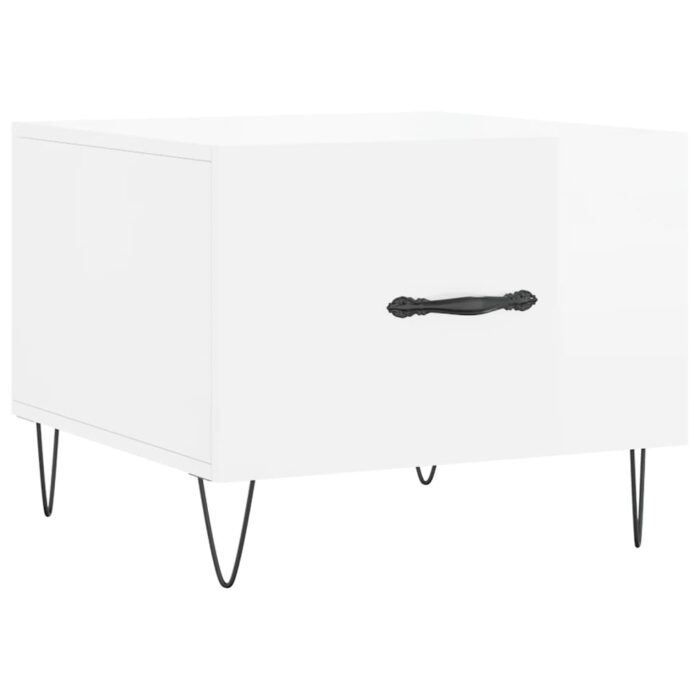 Tables basses 2 pcs blanc brillant 50x50x40cm bois d'ingénierie – Image 3
