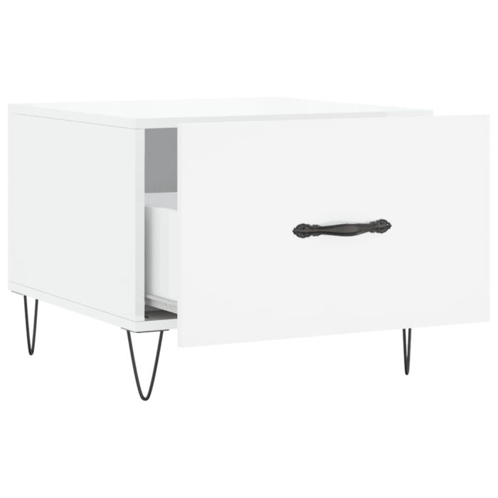 Tables basses 2 pcs blanc brillant 50x50x40cm bois d'ingénierie – Image 5