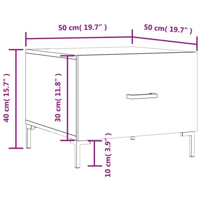 Table basse blanc brillant 50x50x40 cm bois d'ingénierie – Image 10