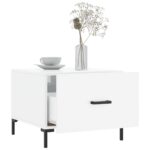 Table basse blanc brillant 50x50x40 cm bois d'ingénierie – Image 2