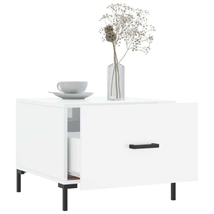Table basse blanc brillant 50x50x40 cm bois d'ingénierie – Image 2