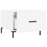 Table basse blanc brillant 50x50x40 cm bois d'ingénierie – Image 4