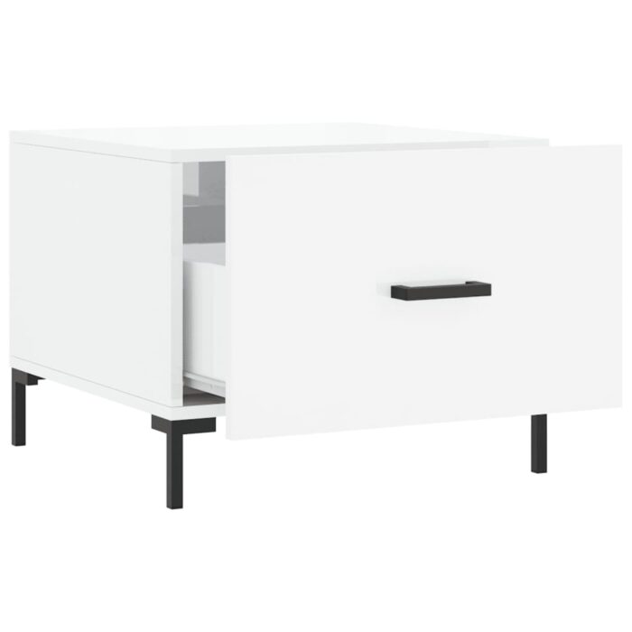 Table basse blanc brillant 50x50x40 cm bois d'ingénierie – Image 4