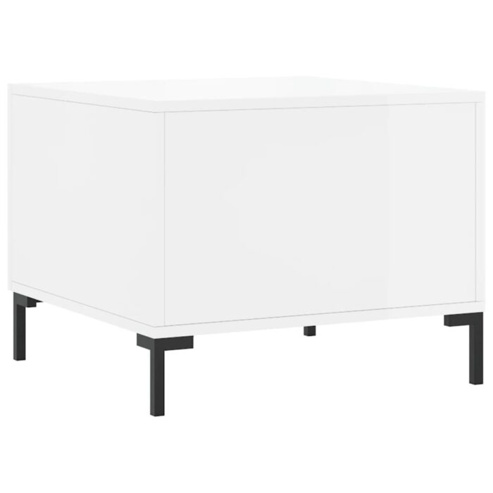 Table basse blanc brillant 50x50x40 cm bois d'ingénierie – Image 6