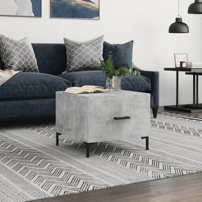Table basse gris béton 50x50x40 cm bois d'ingénierie – Image 1