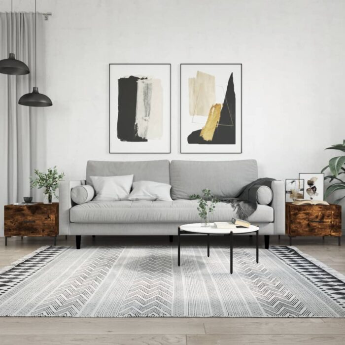 Tables basses 2 pcs chêne fumé 50x50x40 cm bois d'ingénierie – Image 1