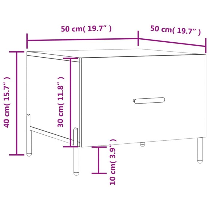 Tables basses 2 pcs blanc 50x50x40 cm bois d'ingénierie – Image 11