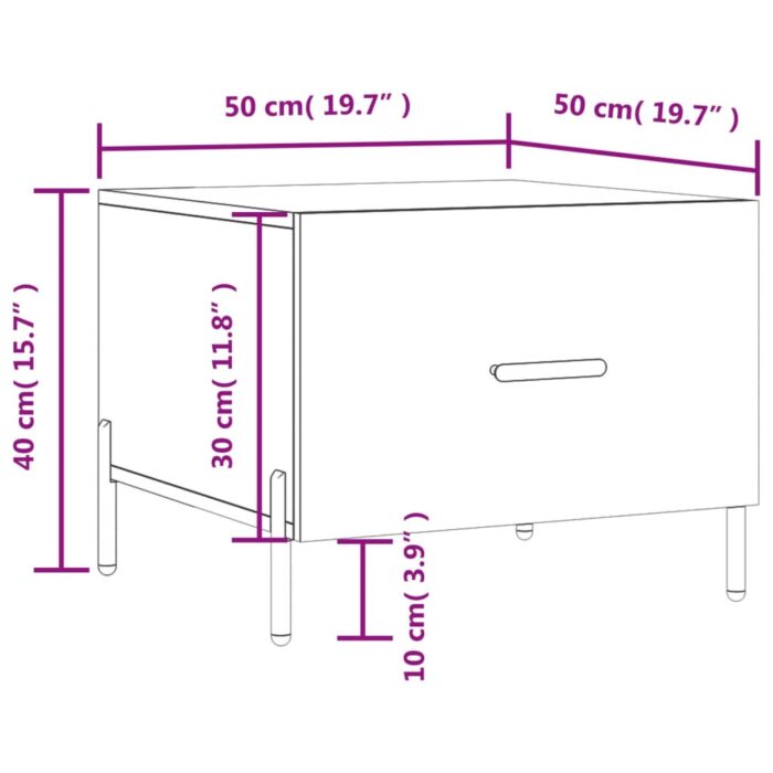 Table basse Noir 50x50x40 cm Bois d'ingénierie – Image 10