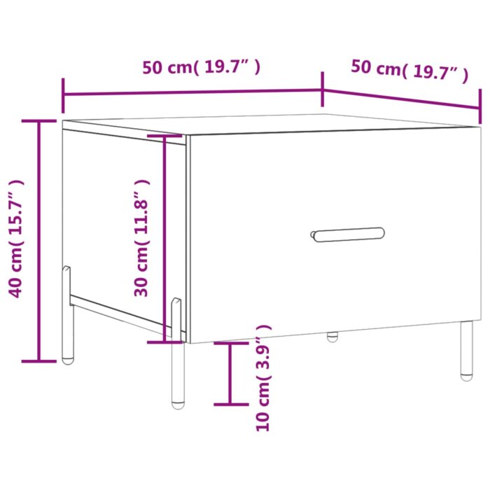 Table basse blanc brillant 50x50x40 cm bois d'ingénierie – Image 10