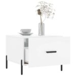 Table basse blanc brillant 50x50x40 cm bois d'ingénierie – Image 2