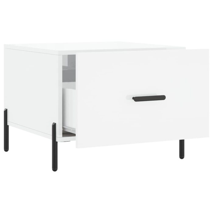 Table basse blanc brillant 50x50x40 cm bois d'ingénierie – Image 4