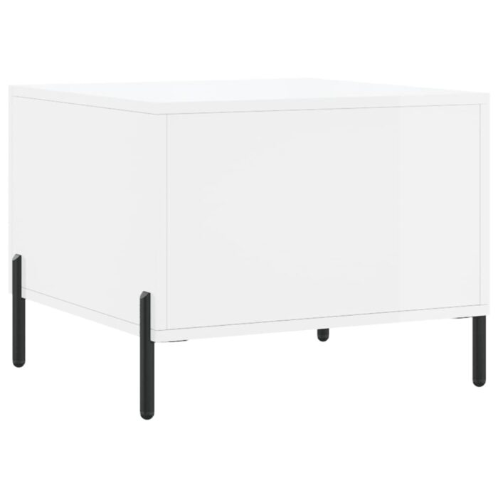 Table basse blanc brillant 50x50x40 cm bois d'ingénierie – Image 6