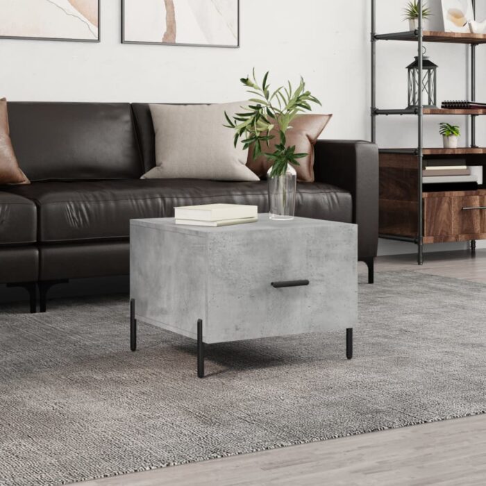 Table basse gris béton 50x50x40 cm bois d'ingénierie – Image 1