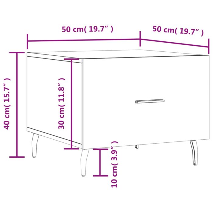 Table basse blanc 50x50x40 cm bois d'ingénierie – Image 10