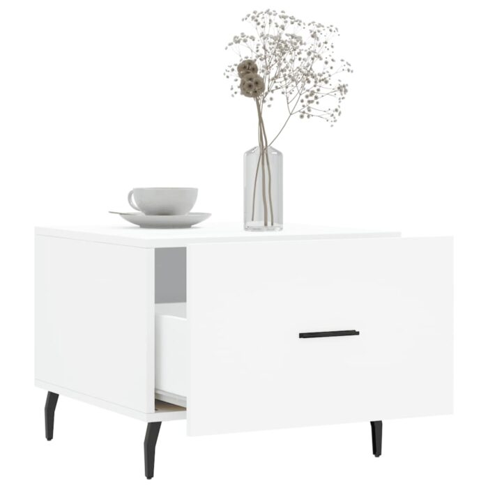 Table basse blanc 50x50x40 cm bois d'ingénierie – Image 2