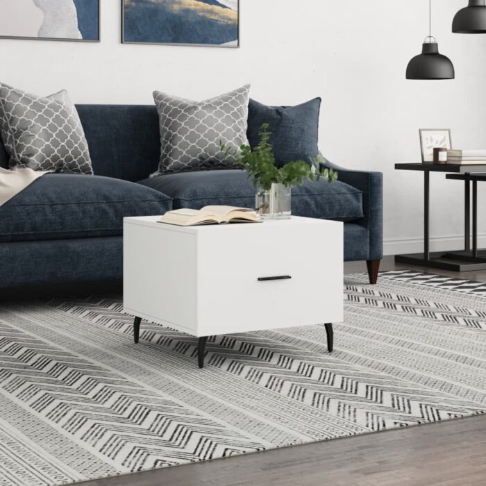 Table basse blanc 50x50x40 cm bois d'ingénierie – Image 1