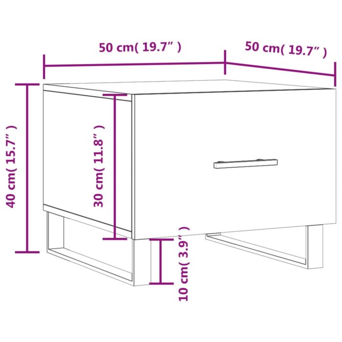 Table basse blanc 50x50x40 cm bois d'ingénierie – Image 10