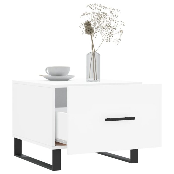 Table basse blanc 50x50x40 cm bois d'ingénierie – Image 2