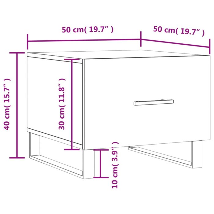 Tables basses 2 pcs blanc 50x50x40 cm bois d'ingénierie – Image 11