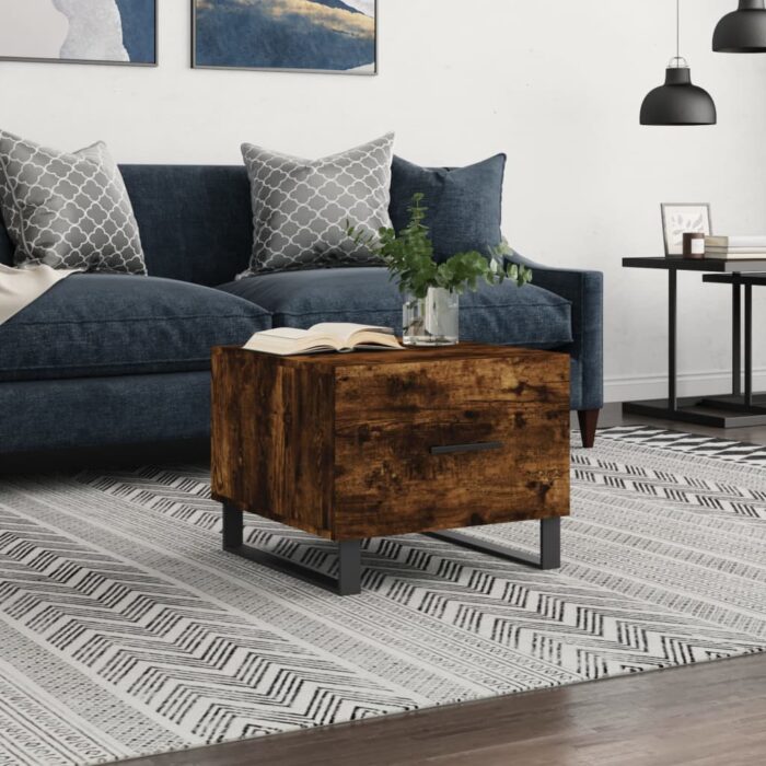 Table basse Chêne fumé 50x50x40 cm Bois d'ingénierie – Image 1
