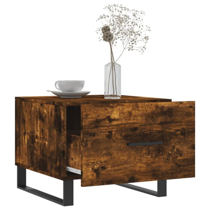 Tables basses 2 pcs chêne fumé 50x50x40 cm bois d'ingénierie – Image 2